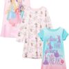 Disney Girls' 3-Pack Nightgowns, Soft & Cute Pajamas for Kids