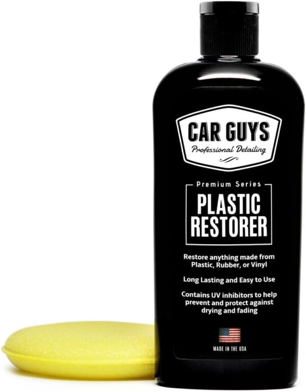 CAR GUYS Plastic Restorer | Bring Plastic, Rubber, and Vinyl Back to Life! | User Friendly Trim Restorer | Safe Auto Detailing Supplies | 8 Oz Kit with Foam Applicator