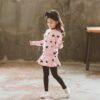 Little Girls Outfits Clothes Toddler Long Sleeve Heart Print Hoodie Shirts Top + Leggings Kids Clothing Set