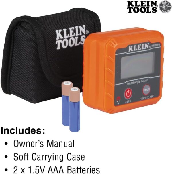 Klein Tools 935DAG Digital Electronic Level and Angle Gauge, Measures 0 - 90 and 0 - 180 Degree Ranges, Measures and Sets Angles