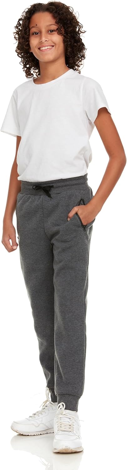 PURE CHAMP 3Pk Boys Sweatpants Fleece Athletic Workout Kids Clothes Boys Joggers with Zipper Pocket and Drawstring Size 4-20