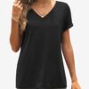 ATHMILE T Shirts Short Sleeve V Neck Tees for Women Fashion Tops Trendy Lightweight Soft Casual Summer Outfits Clothes 2025