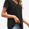 ATHMILE T Shirts Short Sleeve V Neck Tees for Women Fashion Tops Trendy Lightweight Soft Casual Summer Outfits Clothes 2025