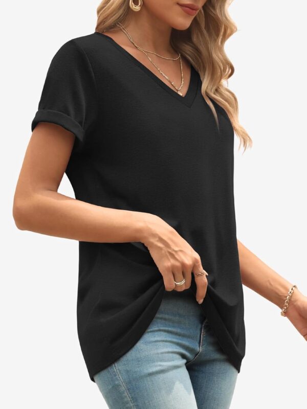 ATHMILE T Shirts Short Sleeve V Neck Tees for Women Fashion Tops Trendy Lightweight Soft Casual Summer Outfits Clothes 2025