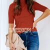 LIYOHON Womens Tops Dressy Casual Cute Tops Mock Turtleneck Business T Shirts Outfits 2025