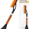 EcoNour 27" Aluminum Snow Brush with Ice Scrapers for Car Windshield and Window | Car Snow Scraper and Brush with Ergonomic Foam Grip Winter Accessories (Orange)