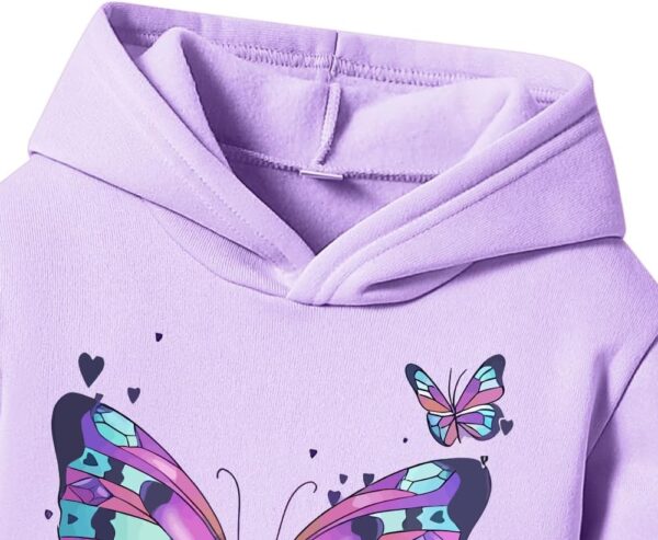 Toddler Girl Clothes-Butterfly Patterned Printed Hoodie & Sports Pants Set for Little Girls Size(3-7 T)