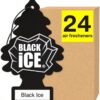 LITTLE TREES Air Fresheners Car Air Freshener. Hanging Tree Provides Long Lasting Scent for Auto or Home. Black Ice, 24 Air Fresheners