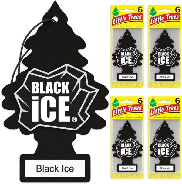 LITTLE TREES Air Fresheners Car Air Freshener. Hanging Tree Provides Long Lasting Scent for Auto or Home. Black Ice, 24 Air Fresheners