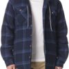 Wrangler Authentics Men's Long Sleeve Quilted Lined Flannel Shirt Jacket with Hood