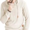 Zaitun Mens Hooded Sweatshirt Long Sleeve Solid Knitted Hoodie Pullover Sweater