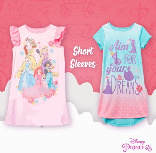 Disney Girls' 3-Pack Nightgowns, Soft & Cute Pajamas for Kids