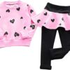 Little Girls Outfits Clothes Toddler Long Sleeve Heart Print Hoodie Shirts Top + Leggings Kids Clothing Set