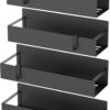 4 Pack Magnetic Spice Storage Rack Organizer for Refrigerator and Oven, Black Fridge Organizers and Storage