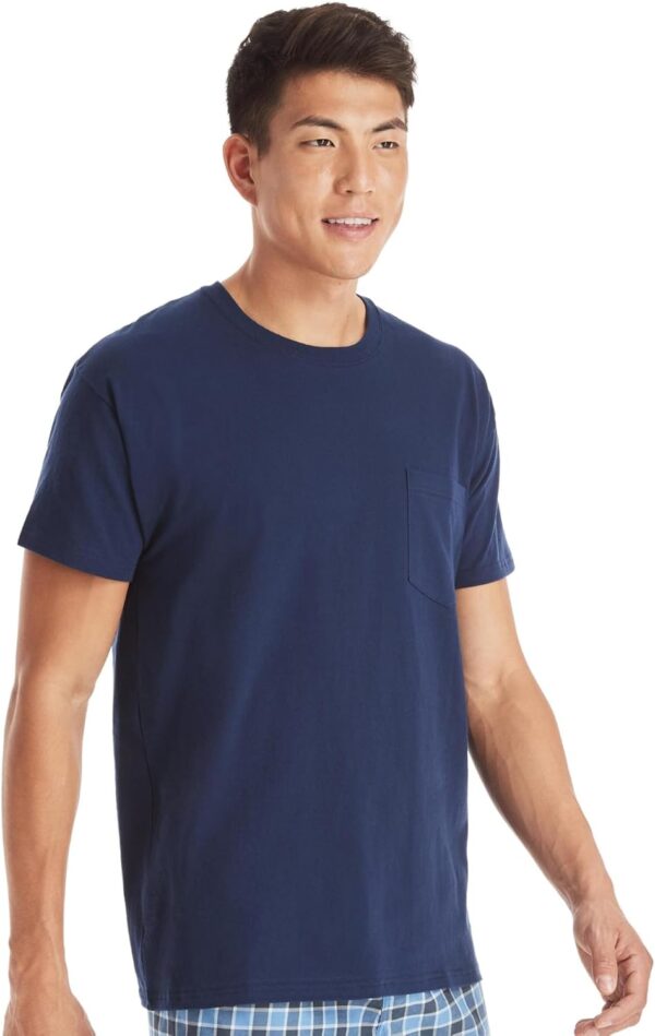 Hanes Men's Pocket Undershirt Pack, Cotton Crew Neck T-Shirt, Moisture Wicking Tee, Assorted 6-Pack