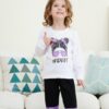 Kids Toddler Girls Clothes Figure Graphic Drop Shoulder Top Pullover Spotted Print Pants Fall Winter Outfit Set