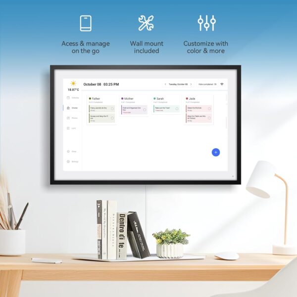 Calendar,Digital Calendar,15.6inch Large Digital Calendar FHD Resolution 1920 * 1080,Smart Touchscreen Interactive Display for Family Schedules - Wall Mount Included-32G&5G