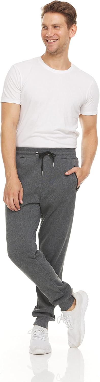 PURE CHAMP Mens 3 Pack Fleece Active Athletic Workout Jogger Sweatpants for Men with Zipper Pocket and Drawstring Size S-3XL