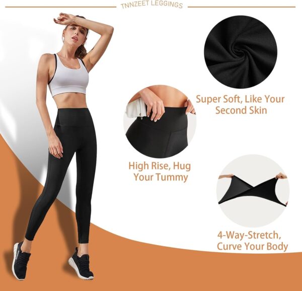 High Waisted Leggings for Women - No See Through Tummy Control Cycling Workout Yoga Pants with Pockets Reg & Plus