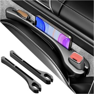 2PCS Car Seat Gap Filler Organizer with Phone Holder,[Upgrade Version] Car Seat Gap Organizer for Prevent Falling,Essential Car Accessories Car Side Seat Gap Filler (Black)