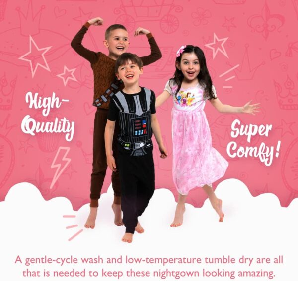 Disney Girls' 3-Pack Nightgowns, Soft & Cute Pajamas for Kids