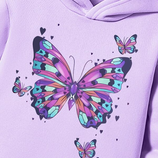 Toddler Girl Clothes-Butterfly Patterned Printed Hoodie & Sports Pants Set for Little Girls Size(3-7 T)