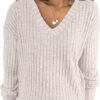 ANRABESS Long Sleeve Shirts for Women V Neck Casual Fall Tops Loose Fit Lightweight Sweaters Tunic Fashion 2024 Clothes