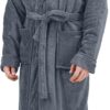 NY Threads Men's Hooded Fleece Bathrobe Plush Long Spa Robe