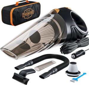 ThisWorx Car Vacuum Cleaner - Portable Handheld Mini Vacuum Cleaner W/ 16ft Cord, Bag, & Attachments - Small Vacuum for Car, RV, Boats, Travel - Car Accessories