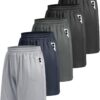 5 Pack Athletic Gym Mens Shorts - Workout Black Quick Dry Basketball Shorts with Pockets for Running Casual Activewear