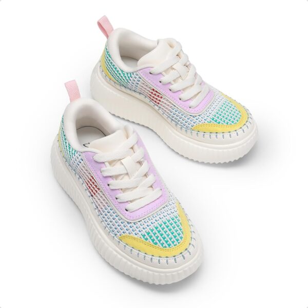 DREAM PAIRS Girls Shoes Sneakers Tennis Shoes Kids Fashion Platform Lightweight Lace Up Casual Walking Shoes