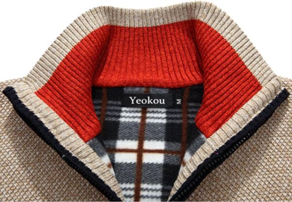 Yeokou Men's Shawl Collar Cardigans Slim Fit Button Cable Knit Black Sweater Pockets