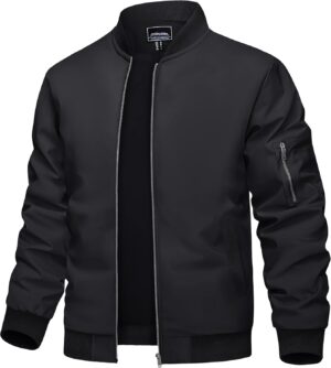 TACVASEN Men's Bomber Jacket Lightweight Casual Spring Fall Windbreaker Zip Up Coat with Pocket