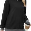 Saloogoe Sweatshirts for Women Crewneck Long Sleeve Loose Fit Tops Color Block Ribbed Trim Fashion 2024