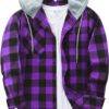 ZITY Men's Flannel Hoodie Shirts Casual Button Down Plaid Shirt Jackets for Men Long Sleeve Stylish Hooded with Pocket