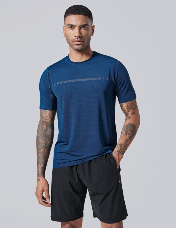 5 Pack Men’s Active Quick Dry Crew Neck T Shirts | Athletic Running Gym Workout Short Sleeve Tee Tops Bulk