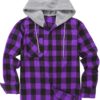 ZITY Men's Flannel Hoodie Shirts Casual Button Down Plaid Shirt Jackets for Men Long Sleeve Stylish Hooded with Pocket