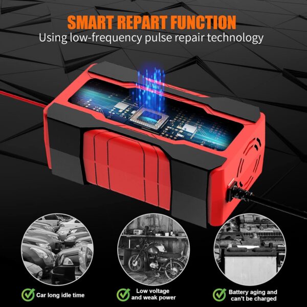 YONHAN Battery Charger 10-Amp 12V and 24V Fully-Automatic Smart Car Battery Charger, Battery Maintainer Trickle Charger, and Battery Desulfator with Temperature Compensation