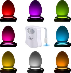 ToiLight The Original Toilet Bowl Night Light. Fun & Useful Bathroom Motion Sensor Tech Gadget. Funny Novelty Birthday Gift Idea. Stocking Stuffer for Him Her Guys Men Mom Brother