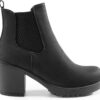 DREAM PAIRS Women's High Chunky Heel Chelsea Ankle Boots Slip On Elastic Fall Heeld Booties Shoes