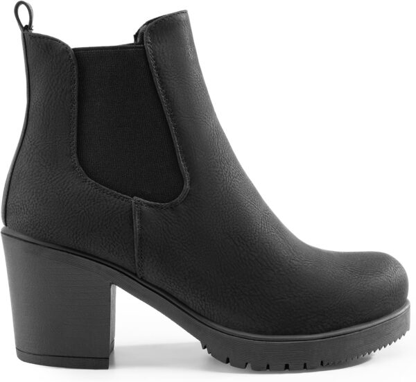 DREAM PAIRS Women's High Chunky Heel Chelsea Ankle Boots Slip On Elastic Fall Heeld Booties Shoes