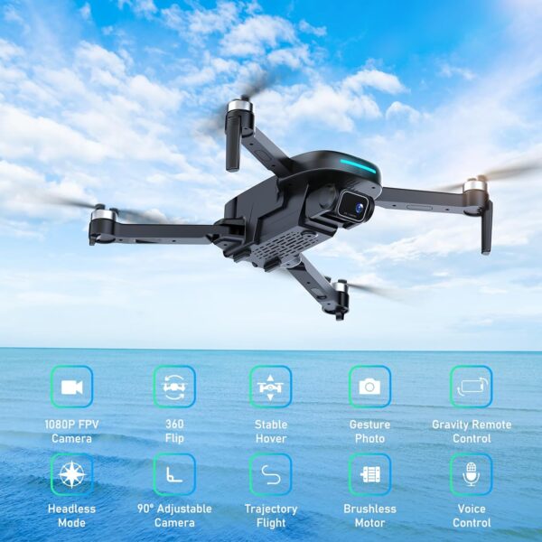 Mirason Drone with Camera, 1080P HD FPV Camera Drone with Brushless Motor, 2 Batteries, 360 Flips, Headless Mode, Gravity Control, 36 Mins Long, Flight Foldable Mini Drone for Kids and Beginner