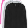 Brix Girls' Long Sleeve Tees - 100% Cotton Tagless 4 -Pack Crew Neck Super Soft Cotton T Shirts.