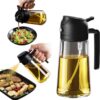 TrendPlain 16oz/470ml Olive Oil Sprayer for Cooking - 2 in 1 Olive Oil Dispenser for Kitchen Gadgets, Air Fryer, Salad, and BBQ - Black