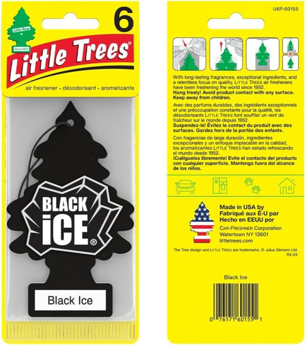 LITTLE TREES Air Fresheners Car Air Freshener. Hanging Tree Provides Long Lasting Scent for Auto or Home. Black Ice, 24 Air Fresheners