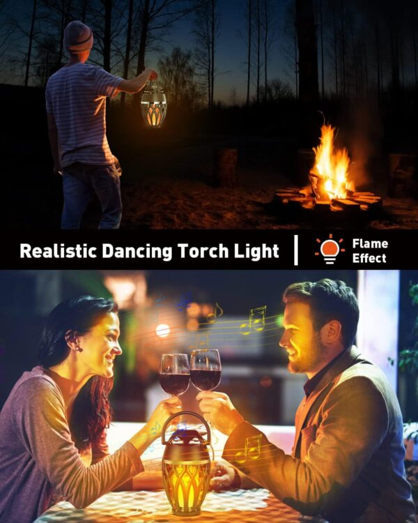 2 Pack Outdoor Bluetooth Speakers,Wireless Speaker with LED Flame Speaker BT 5.0,Waterproof Torch Lantern for Patio Pool Party,Gifts for Women Men