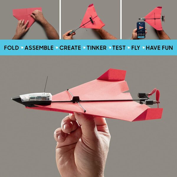 POWERUP 4.0 The Next-Generation Smartphone Controlled Paper Airplane Kit, RC Controlled. Easy to Fly with Autopilot & Gyro Stabilizer. for Hobbyists, Pilots, Tinkerers.