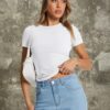 Trendy Queen Womens Basic T Shirts Summer Tops 2025 Crop Short Sleeve Y2k Tee Cute Gym Fashion Workout Clothes