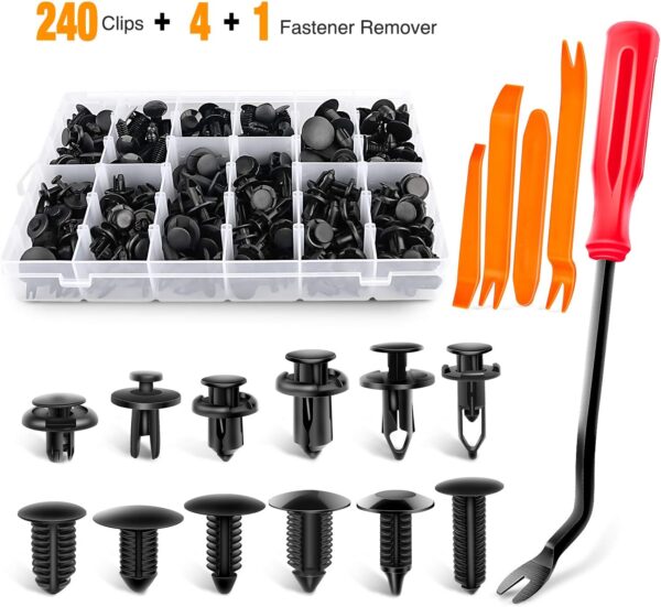 GOOACC - GRC-33 240PCS Bumper Retainer Clips Car Plastic Rivets Fasteners Push Retainer Kit Most Popular Sizes Auto Push Pin Rivets Set -Door Trim Panel Fender Clips for GM Ford Toyota Honda Chrysler