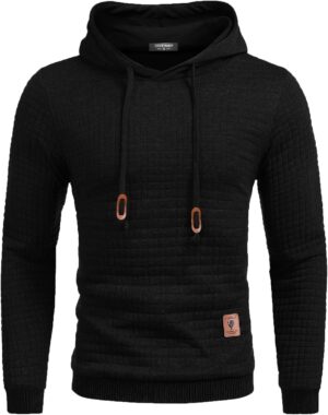 COOFANDY Mens Hooded Sweatshirt Casual Long Sleeve Drawstring Waffle Knit Pullover Hoodies